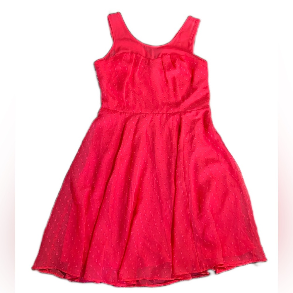 Express Hot Pink Textured Layered Empire Waist Fit & Flare Mini Dress Size 4